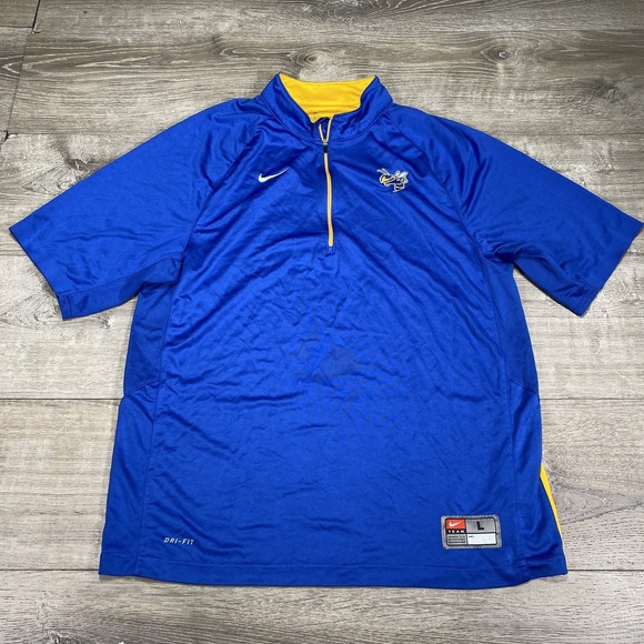 Delaware State Hornets Shirt Mens Large Blue Yellow NCAA Basketball Nike Dri Fit - Picture 1 of 15